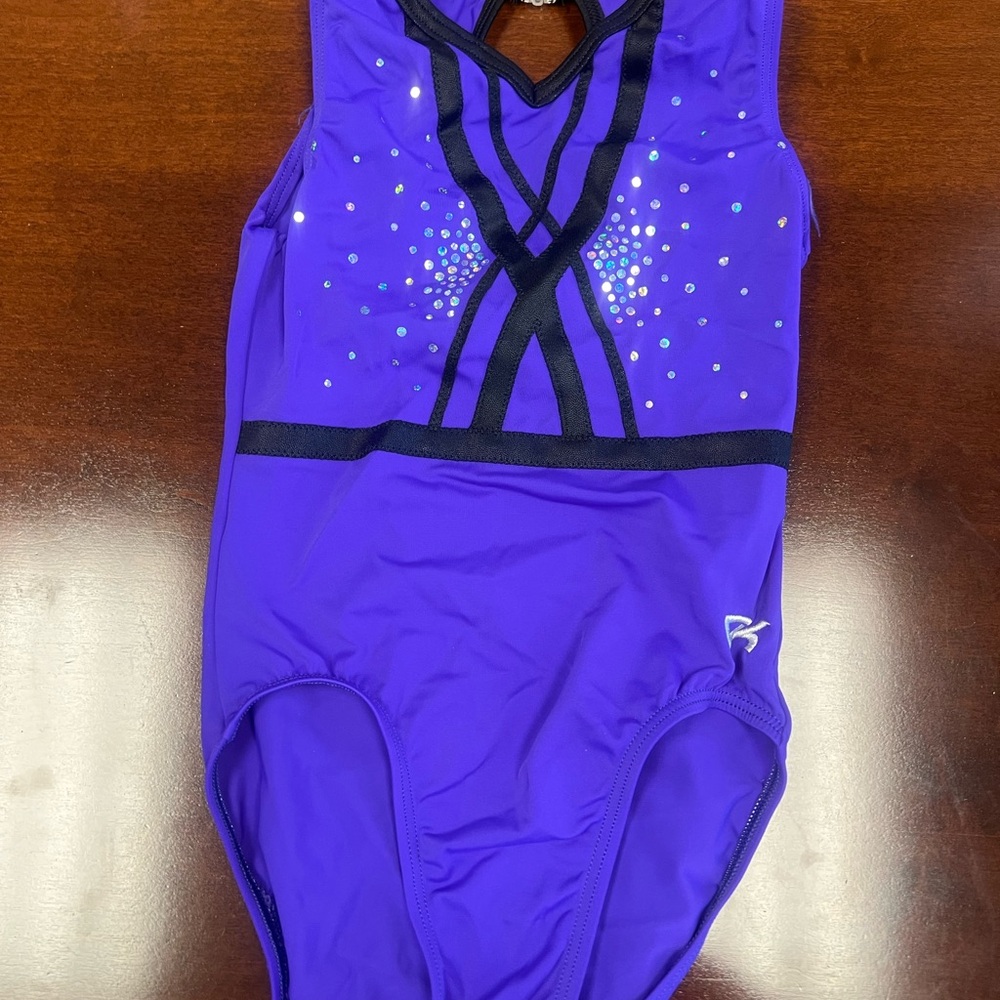 GK Vibrant Purple Leotard with Black Trim